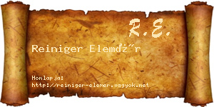 Reiniger Elemér névjegykártya